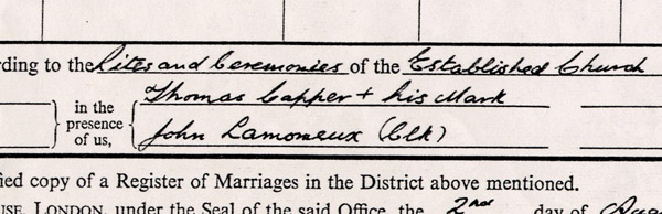 John Capper and Ann Avery marriage certificate