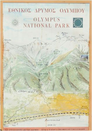 Karte von Olymp Nationalpark / Map of Olympus National Park