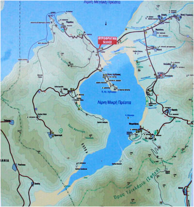 Karte der Prespaseen / Map of the Prespa Lakes