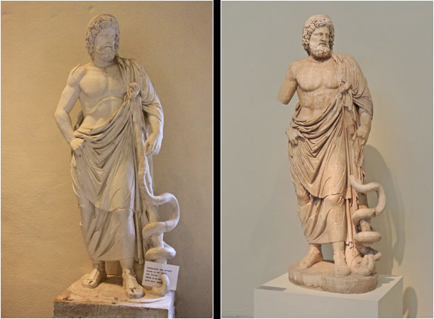 Stautue von Asklepios Kopie und Original / Statue of Asclepius, copy and original