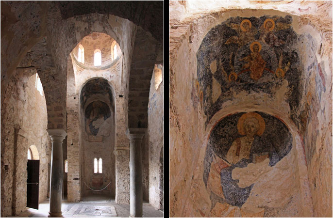 Der Innenraum von St. Sophia, Wandmalerein / The interior of the Church of St. Sophia and murals.
