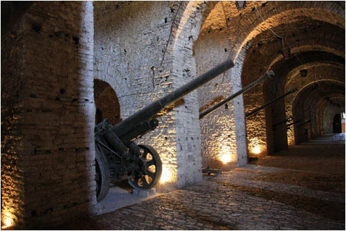 Kanonenaustellung in der Burg / Cannons on display in the castle