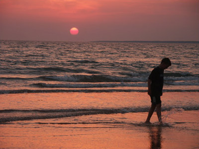 Sunset and shallow water