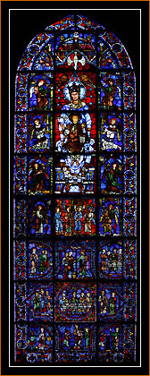 Chartres, Madonna des schönen Buntglasfensters  Chartres, Our Lady of the beautiful glass window