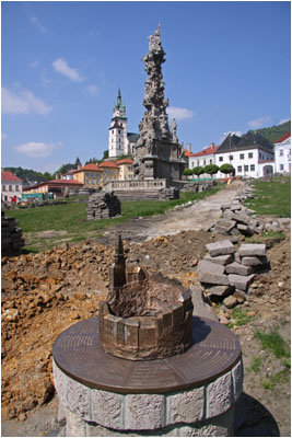 Stadtmodell, Pestsule und Stadtschloss, Kremnitz / Town model, plague memorial and town castle, Kremnica